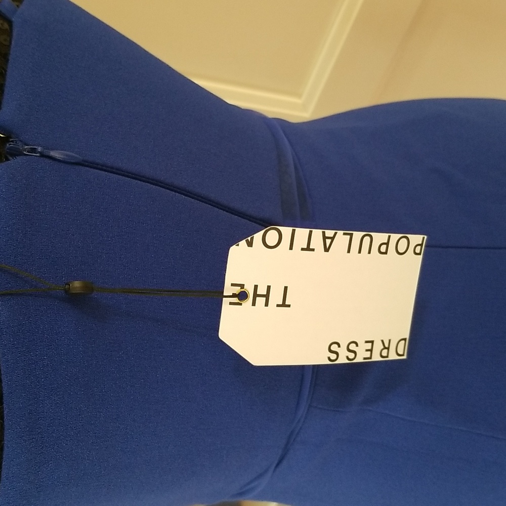 NWT! Dress The Population Micaela Electric Blue 💙 Sheer Inset Body-Con Dress XS - Picture 16 of 16